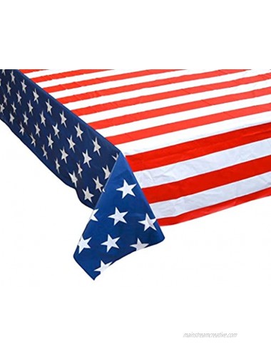 Iconikal Plastic Tablecloth Table Cover American Flag 54 x 108 Inch 3 Pack