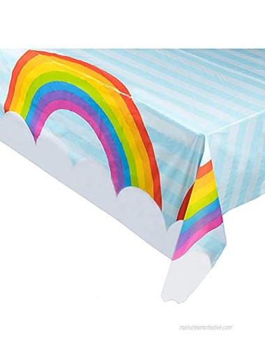 Juvale 3-Pack Rainbow Plastic Tablecloth Rectangle 54 x 108 Inch Disposable Table Cover Fits Up to 8-Foot Long Tables Unicorn Fantasy Themed Decorations Rainbow Party Supplies 4.5 x 9 Feet