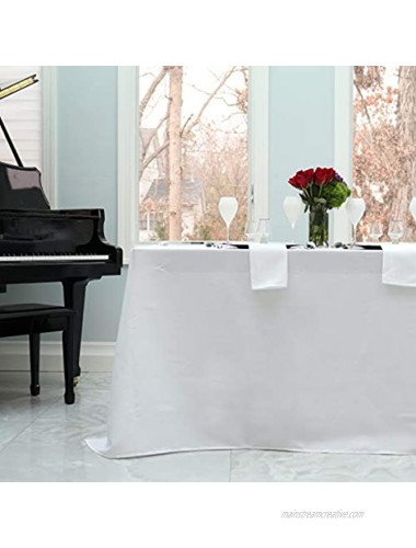 Kadut Rectangle Tablecloth 90 x 132 Inch White Rectangular Table Cloth for 6 Foot Table in Washable Polyester – 30” Drop Great for Buffet Table Parties Holiday Dinner Wedding & More