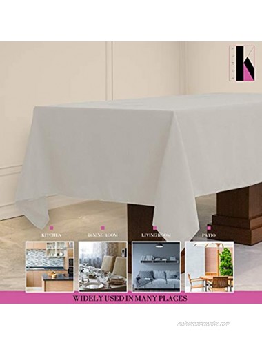 Kadut Rectangle Tablecloth 90 x 132 Inch White Rectangular Table Cloth for 6 Foot Table in Washable Polyester – 30” Drop Great for Buffet Table Parties Holiday Dinner Wedding & More