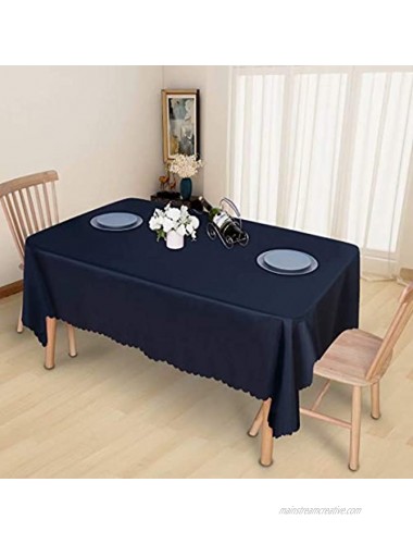 LUSHVIDA Rectangle Table Cloth – Washable Water Resistance Microfiber Tablecloth Decorative Table Cover for Banquet Party Kitchen Dining Room Navy 60 X 84 Inch