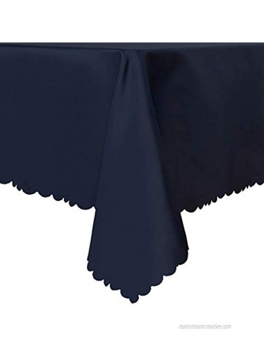 LUSHVIDA Rectangle Table Cloth – Washable Water Resistance Microfiber Tablecloth Decorative Table Cover for Banquet Party Kitchen Dining Room Navy 60 X 84 Inch