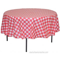 MATENG 10 Pack Premium Round Plastic Checkered BBQ Tablecloth Gingham Checkerboard Disposable Plastic Tablecloth 70.8 inch. Red