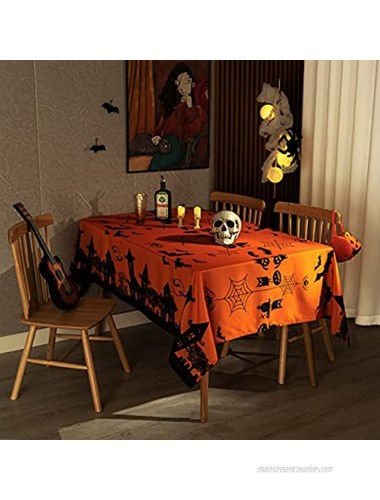MikiUp Rectangle Halloween Tablecloth Waterproof Wrinkle Resistant and Washable Holiday Table Cloth Haunted House Decorative Table Cover for Party Kitchen Dining Room Indoor 60 x 84 Inch 160GSM