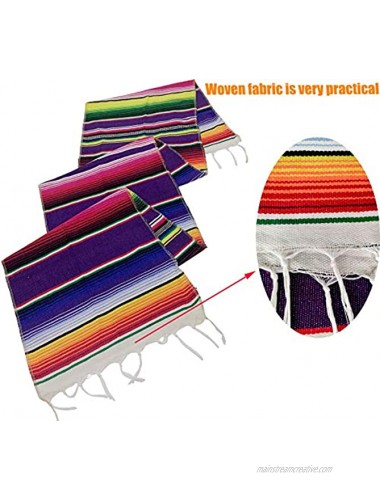 Neasyth Zarape Table Runner Mexican Serape Runners Chakra Tassel Handmade Tablecloth Mexican for Christmas Party Wedding Decorations 14 x 84 in 6 PCS