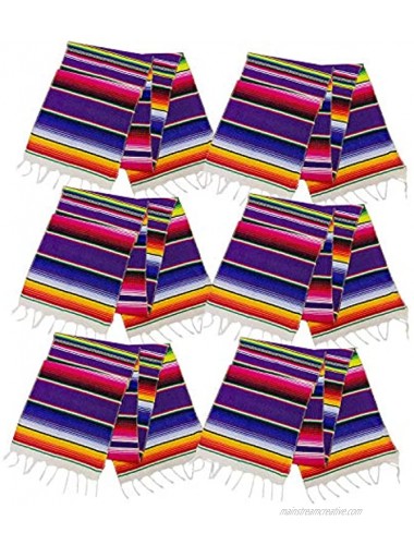 Neasyth Zarape Table Runner Mexican Serape Runners Chakra Tassel Handmade Tablecloth Mexican for Christmas Party Wedding Decorations 14 x 84 in 6 PCS