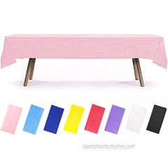 PartyWoo Pink Tablecloth 54 x 108 Inch Rectangle Tablecloth Plastic Tablecloth for 6 to 8 Foot Table Table Cover Plastic Table Cloth Waterproof Tablecloth for Party Birthday Wedding 1 Pack