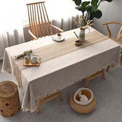 Rectangle Tablecloth Washable Cotton Linen Wrinkle Waterproof Fabrics Table Cover Great for Indoor & Outdoor Party 3025-Coffee 55x86