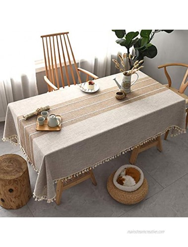 Rectangle Tablecloth Washable Cotton Linen Wrinkle Waterproof Fabrics Table Cover Great for Indoor & Outdoor Party 3025-Coffee 55x86