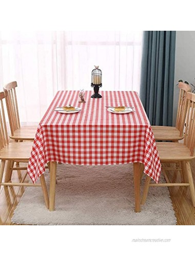 Red Gingham Checkered Table Cloth Self Cutter Picnic Durable Table Cover Plastic Tablecloth Rectangle Roll 54 Inch X 100 Feet | Water Resistant Party Decor