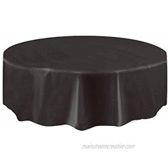 Round Black Plastic Tablecloth 84