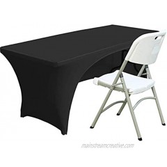 Spandex Table Cover 4 ft. Fitted Polyester Tablecloth Stretch Table Cover Table Topper Open Back Black
