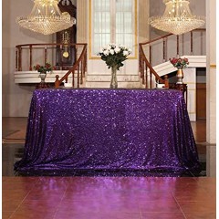 SquarePie Sequin Tablecloth Rectangular 50 x 72 Inch Purple Reflect Lights Bling Sparkly Table Linen for Wedding Party