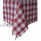 Tablecloth Checkered Buffalo Check Plaid Linen Cotton Picnic Blanket Table Cover Mantel Red and White 55 x 55''