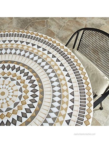 The Lakeside Collection Custom-Fit Elastic 48 Round Table Cover for Home and Catering Tiles