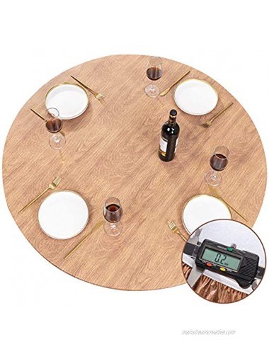 UMINEUX Round Fitted Vinyl Tablecloth with Elastic Edged & Flannel Backing Waterproof Wipeable Round Table Cover for Indoor Outdoor Patio Use Fits Tables up to 40 44 DiameterWood