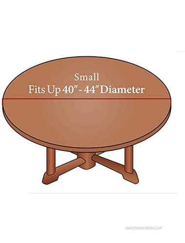 UMINEUX Round Fitted Vinyl Tablecloth with Elastic Edged & Flannel Backing Waterproof Wipeable Round Table Cover for Indoor Outdoor Patio Use Fits Tables up to 40 44 DiameterWood