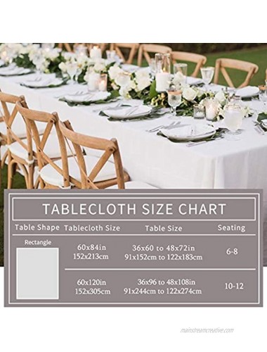 Wedding Tablecloth Rectangle 60x84 Inch White Fabric Table Cloth Water Resistant Table Cover for Baby Shower Banquet Parties Decoration