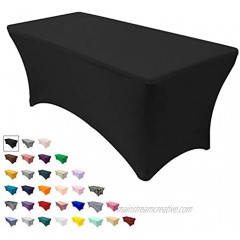 Your Chair Covers 6 ft Rectangular Fitted Spandex Tablecloths Patio Table Cover Stretchable Tablecloth Black