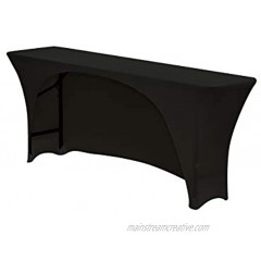 Your Chair Covers Spandex 6 Ft x 18 Inches Narrow Classroom Open Back Rectangular Training Stretch Tablecloth Black