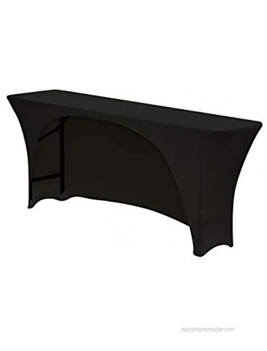 Your Chair Covers Spandex 6 Ft x 18 Inches Narrow Classroom Open Back Rectangular Training Stretch Tablecloth Black
