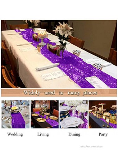12''x72'' Sequin Table Runner Sparkly Metallic Sequin Runner for Wedding Party Dinner Reception Event Bridalwedding Runner Birthday Party Dinner Party Shower Ready to Ship! 1 Purple