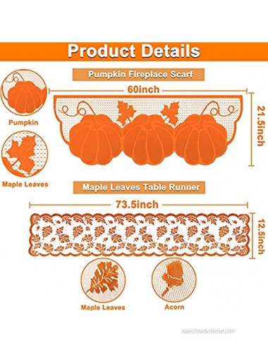 2 Pack Fall Decor Thanksgiving Table Runner Maple Leaves Table Runner Fall Decorations for Home Thanksgiving Dinner Party and Daily Pumpkin Autumn Harvest Runner Indoor Outdoor Decor13x72 Inch