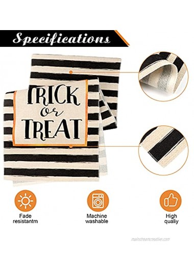 5 Pieces Halloween Table Decoration Set Include Halloween Burlap Table Runner Trick and Treat Table Runner and 4 Pieces Bat Placemats Non-Slip Washable Place Mats for Dinner Party Decor Kitchen Table