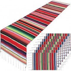 9 Pieces Mexican Table Runner with Place Mats Serape Table Runner Cinco de Mayo Place Mats for Cinco de Mayo Mexican Fiesta Party Wedding Decoration Red
