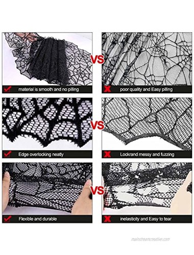 AerWo 80“×20“ Polyester Lace Halloween Table Runner Large Black Spider Web Table Runner for Halloween Dinner Parties and Scary Movie Nights Table Decoration