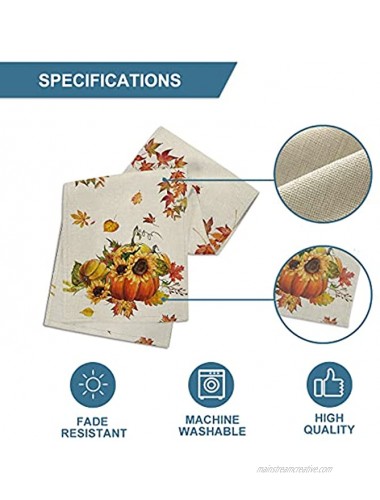 Artoid Mode Fall Pumpkins Sunflowers Maple Leaves Table Runner Seasonal Autumn Harvest Vintage Kitchen Dining Table Decoration for Indoor Outdoor Home Party Decor 13 x 72 Inch