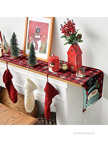 Artoid Mode Snowman Red and Black Buffalo Plaid Christmas Table Runner Seasonal Winter Xmas Holiday Kitchen Dining Table Decoration for Indoor Outdoor Home Party Decor 13 x 72 Inch
