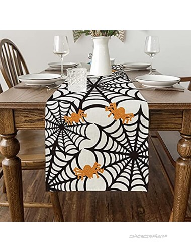 Artoid Mode Spider Web Table Runner Halloween Holiday Kitchen Dining Table Decoration for Indoor Outdoor Home Party Decor 13 x 72 Inch