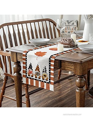 Artoid Mode Sunflowers Pumpkins Maple Leaves Gnome Buffalo Plaid Dot Table Runner Seasonal Fall Harvest Vintage Kitchen Dining Table Decoration for Indoor Outdoor Home Party Decor 13 x 72 Inch