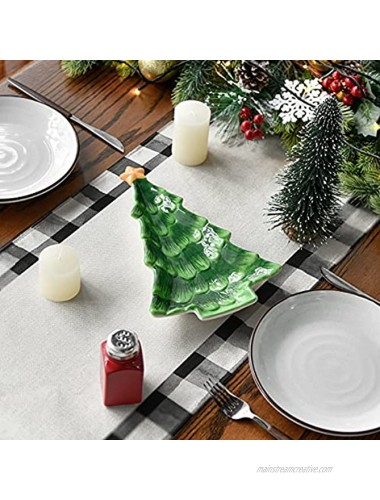 Artoid Mode Waterclor Buffalo Plaid Christmas Trees Merry Xmas Table Runner Seasonal Winter Holiday Kitchen Dining Table Decoration for Indoor Outdoor Home Party Decor 13 x 72 Inch