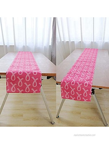 Breast Cancer Awareness Table Runner Party Decoration Supplies Pink Ribbon Linen Table Runner Kitchen Dinning Room Breast Awareness Party Decoration