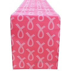 Breast Cancer Awareness Table Runner Party Decoration Supplies Pink Ribbon Linen Table Runner Kitchen Dinning Room Breast Awareness Party Decoration