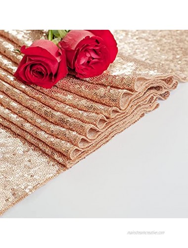 Charoama Sequin Table Runner Rose Gold 12 x 72 inch Glitter Table Linens Gift Packing for Outdoor Party Wedding Birthday Supplies Decorations Bachelorette Holiday Celebration Bridal Shower Baby Shower