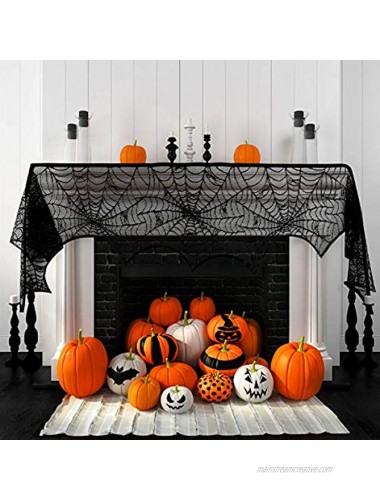 Colovis 40Pcs Halloween Decorations Indoor Set Halloween Table Decoration for Home Fireplace Mantel Scarf Spiderweb Table Runner Table Cover Cobweb Lampshade Placemat & 3D Bat for Party Decor