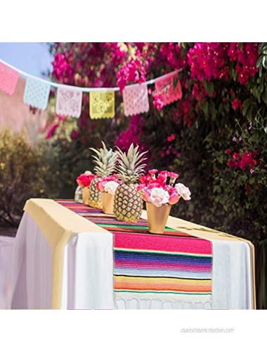 CRJHNS Table Runner Mexican Handwoven Cotton Serape for Party Wedding and Home Decorations,14x84 Inch 14x84 Rose Red