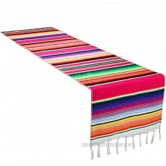 CRJHNS Table Runner Mexican Handwoven Cotton Serape for Party Wedding and Home Decorations,14x84 Inch 14x84 Rose Red