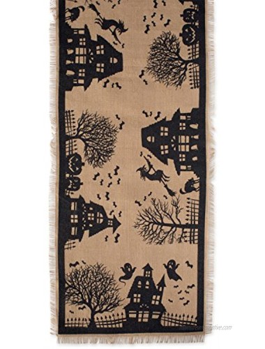 DII 14x74 Jute Burlap Table Runner Haunted House Perfect for Halloween Dinner Parties and Scary Movie Nights