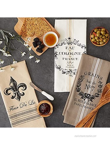 DII Jacquard Kitchen Collection Dish Towel Set French Grain 3 Piece