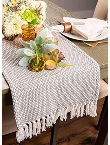 DII Woven Basic Collection 100% Cotton Knit Table Runner 15 x 72 inches Gray