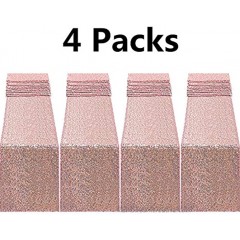 FECEDY 4 Packs 12 x 108inch Glitter Rose Gold Sequin Table Runner for Birthday Wedding Engagement Bridal Shower Baby Shower Bachelorette Holiday Celebration Party Decorations