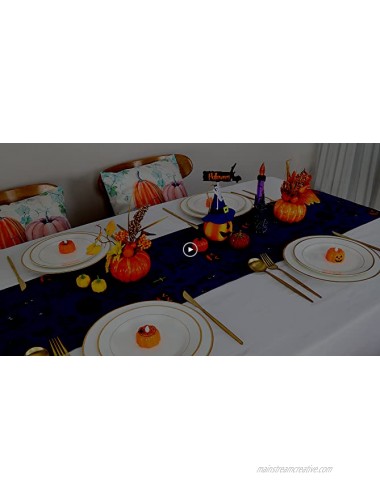 Halloween Table Runner 13x84 Inch Ghost Spider Table Runners Purple Halloween Haunted House Table Fabric for Holiday Decor
