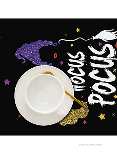 Halloween Table Runner Hocus Pocus Black Runner 13 x 70 Inches Long Sanderson Sisters Halloween Decoration for Holiday Dining Party