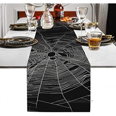 Halloween Table Runner Spider Web Cotton Linen Table Runner for Halloween Party Home Catering Events Dinner Parties Holiday Table Decorations 13 x 72 Inch