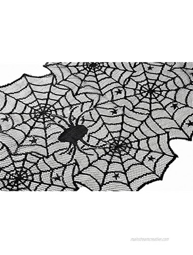 Juvale 2 Pack Spider Web Table Runner for Halloween Lace Material Black,18 x 72 in