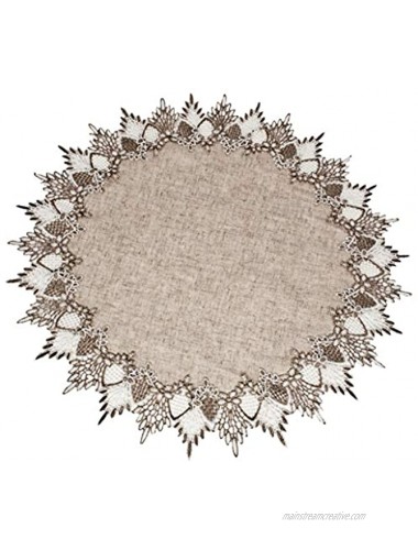 Lace Doily 23 Inch Neutral Earth Tones Table Topper Scarf Place Mat Round Doily